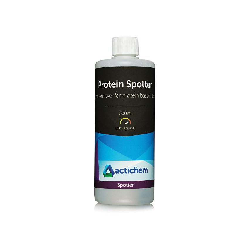 Spot removal solution for removing protein based stains from carpet & upholstery