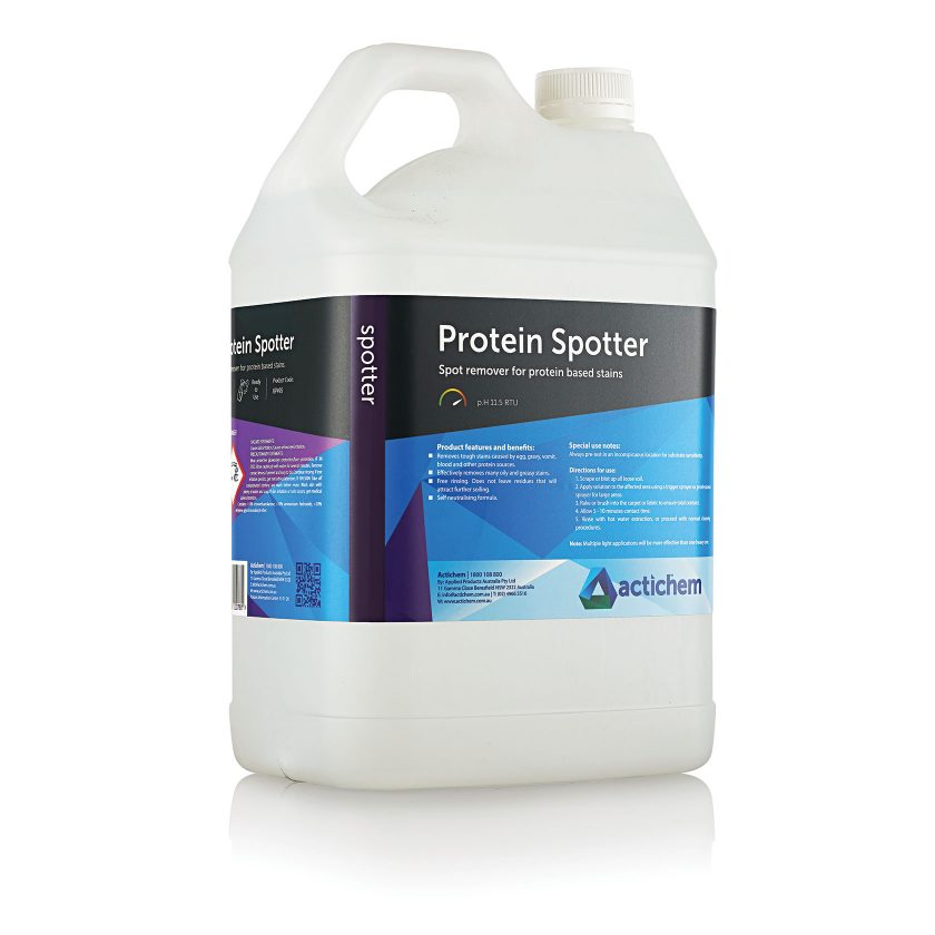 Spot removal solution for removing protein based stains from carpet & upholstery