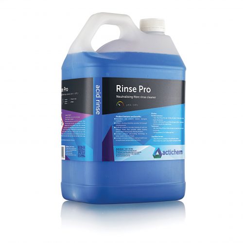 Neutralising acid fibre rinse and cleaner for carpets and upholstery