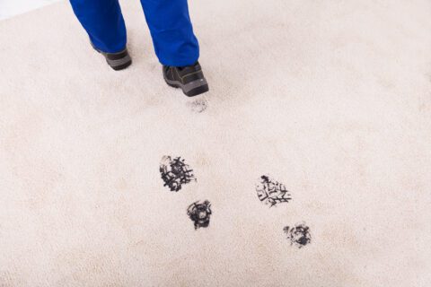 Oil foot prints on carpet