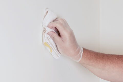 Wiping down wall